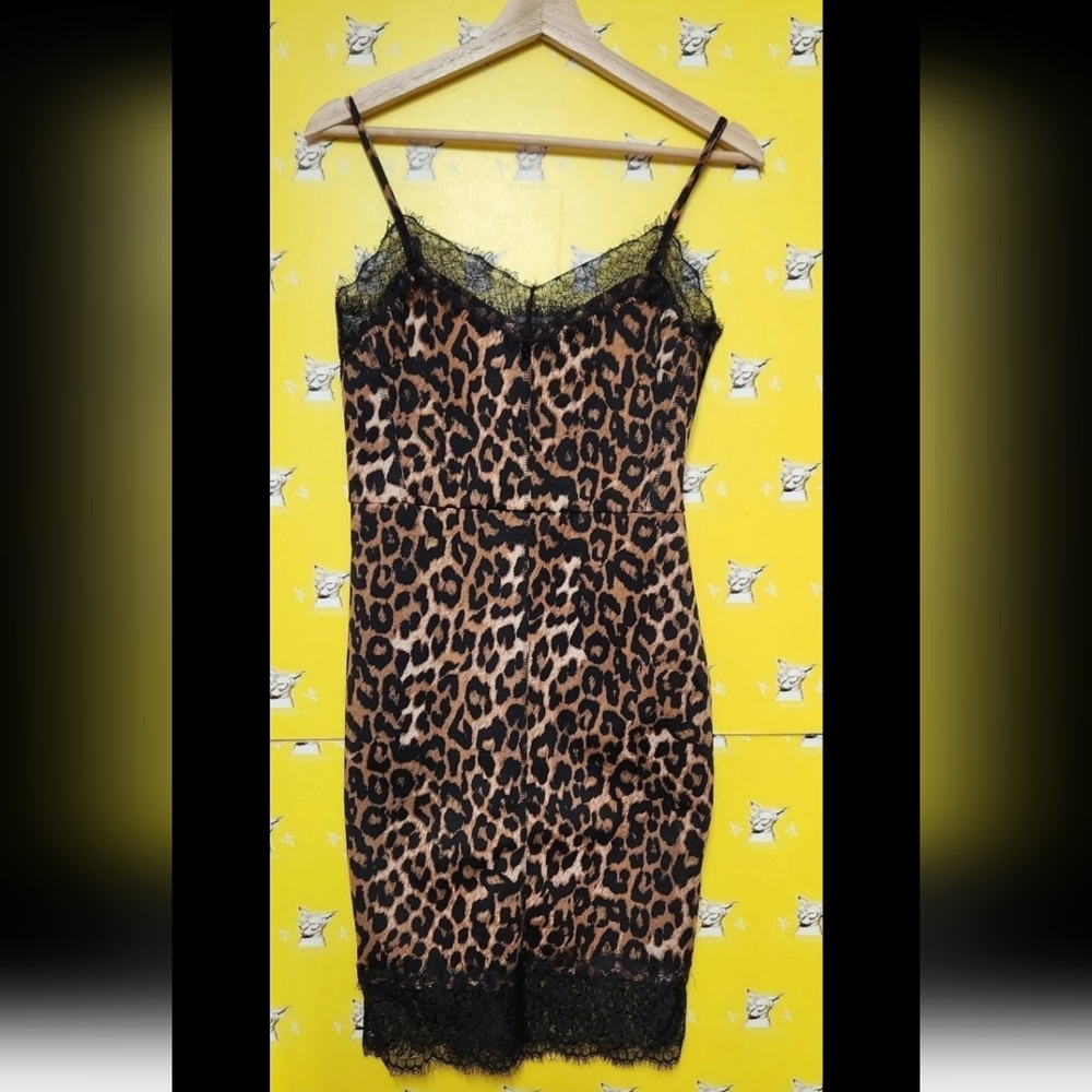 Venus- Leopard dress with black lace trim (like new) size 4